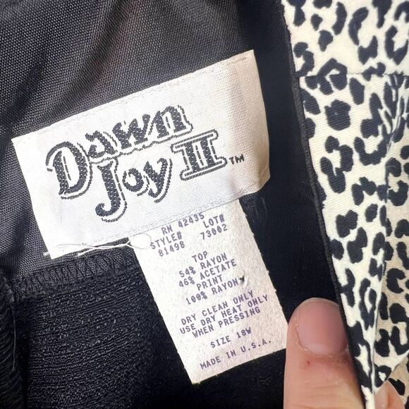 Dawn Joy II Leopard Trim Vintage Black Tank Blouse Size 18W - Picture 6 of 7